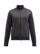 Mens Rtw Dunhill - Panelled Merino-wool Zipped Sweater - Mens - Grey
