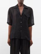 Le Kasha - Harris Organic-linen Short-sleeved Shirt - Womens - Black