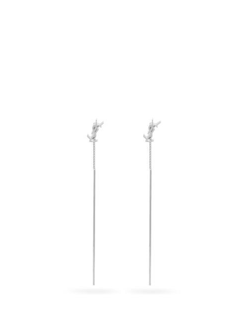 Matchesfashion.com Saint Laurent - Ysl-logo Drop Earrings - Womens - Silver