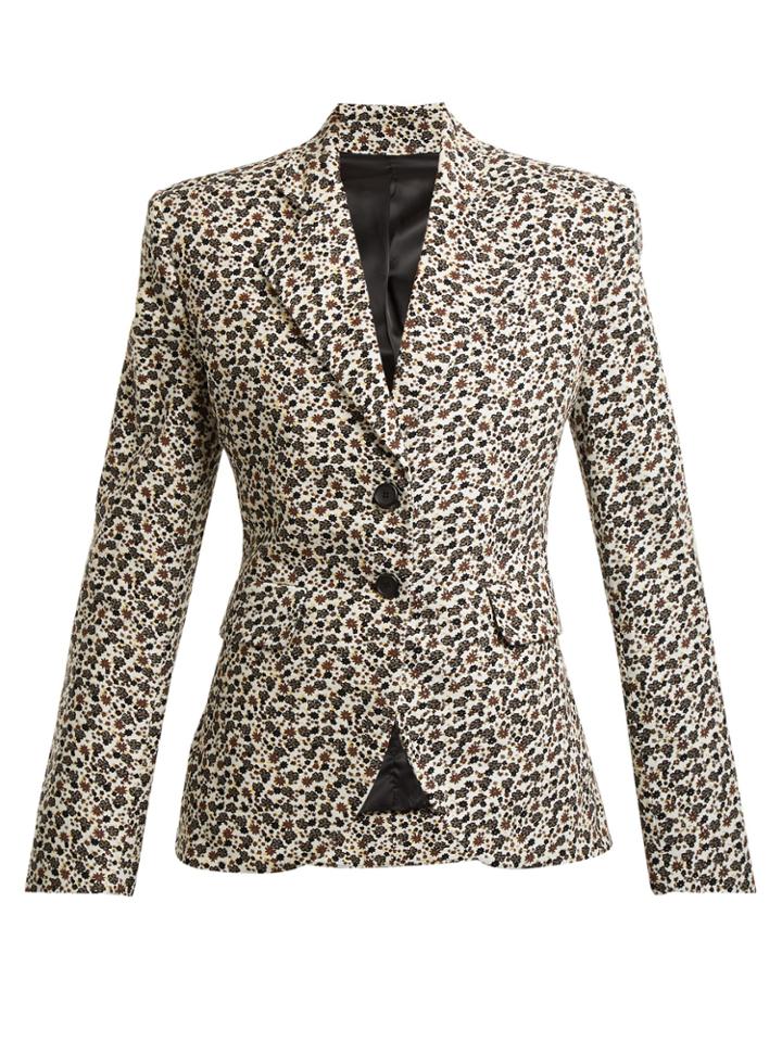 Eckhaus Latta Floral-print Wool-blend Corduroy Blazer
