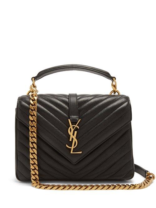 Matchesfashion.com Saint Laurent - Collge Medium Quilted Leather Shoulder Bag - Womens - Black