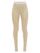 Matchesfashion.com Marine Serre - Reflective Crescent Moon Print Leggings - Womens - Beige Multi