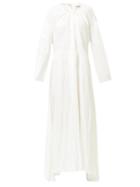 Matchesfashion.com Jil Sander - Nanashi Drawstring Creased Voile Maxi Dress - Womens - White