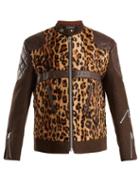 Matchesfashion.com Junya Watanabe - Leather Trimmed Leopard Print Faux Fur Jacket - Womens - Beige Multi