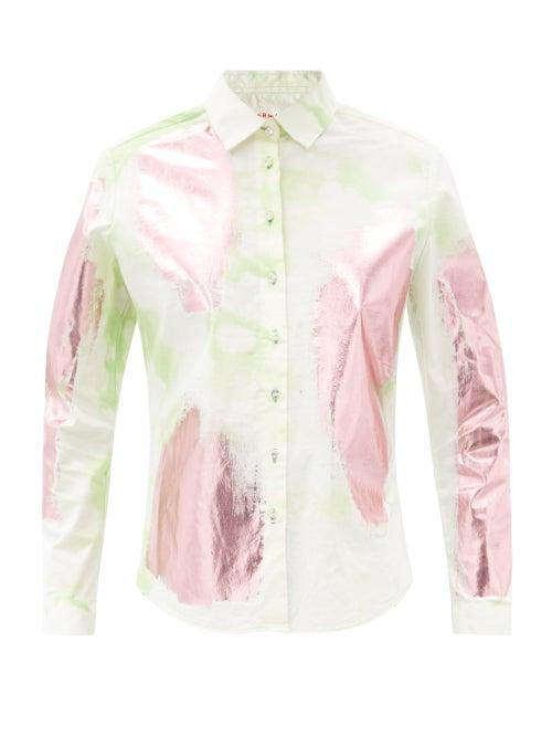 Matchesfashion.com Germanier - Hand-painted Tie-dye Cotton-blend Shirt - Womens - White Multi