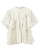Chlo - Ruffled Wool-gauze Blouse - Womens - White