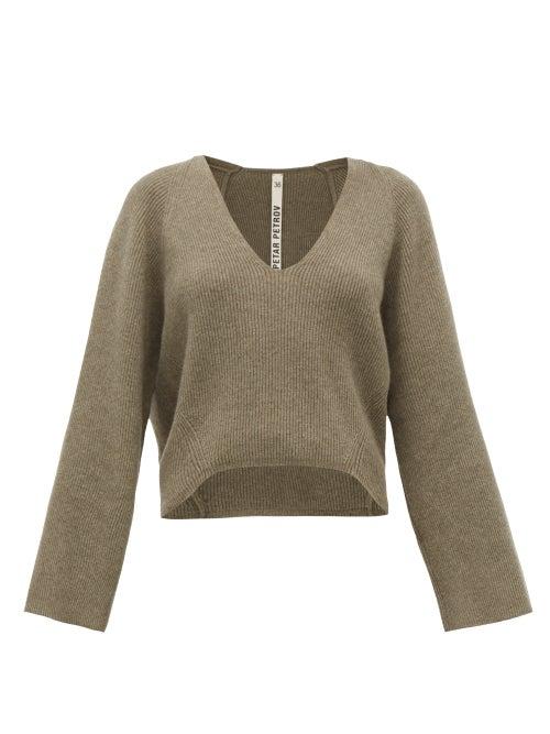 Matchesfashion.com Petar Petrov - Keeene V-neck Cropped Cashmere Sweater - Womens - Light Grey