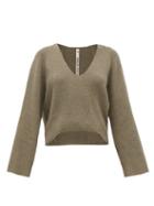 Matchesfashion.com Petar Petrov - Keeene V-neck Cropped Cashmere Sweater - Womens - Light Grey