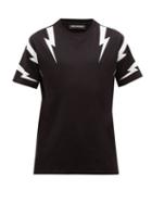 Matchesfashion.com Neil Barrett - Thunderbolt Logo Print Cotton T Shirt - Mens - Black White
