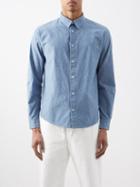 A.p.c. - Hector Logo-embroidered Cotton-chambray Shirt - Mens - Blue