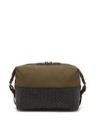 Matchesfashion.com Bottega Veneta - Intrecciato Leather And Canvas Wash Bag - Mens - Khaki