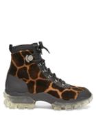 Matchesfashion.com Moncler - Helis Giraffe-print Velvet Hiking Boots - Womens - Leopard