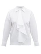 Matchesfashion.com Jw Anderson - Draped Cotton Poplin Shirt - Womens - White