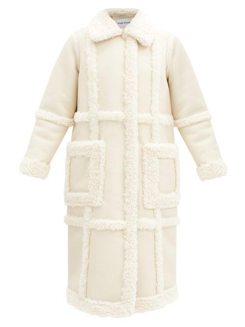 Matchesfashion.com Stand Studio - Patrice Panelled Faux-shearling Coat - Womens - Ivory