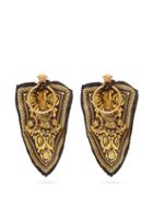 Matchesfashion.com Versace - Baroque Print Silk Tie Hoop Earrings - Womens - Gold