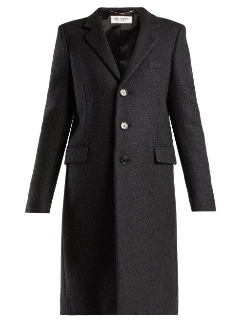 Matchesfashion.com Saint Laurent - Notch Lapel Single Breasted Wool Coat - Womens - Grey