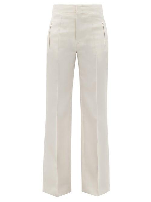 Matchesfashion.com Isabel Marant - Lokia Straight-leg Wool Trousers - Womens - Ivory