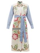 Matchesfashion.com Rianna + Nina - Vintage Cross-stitch And Stripe Cotton Shirt Dress - Womens - Multi