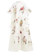Matchesfashion.com Biyan - Rosamaria Floral Embroidered Silk Blend Coat - Womens - Ivory Multi