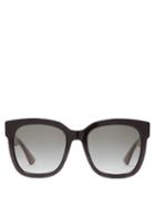Matchesfashion.com Gucci - Square Web Stripe Glittered Acetate Sunglasses - Womens - Black Multi