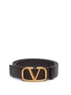 Matchesfashion.com Valentino - V Logo Leather Belt - Mens - Black