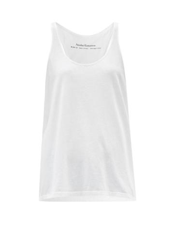Ladies Rtw Another Tomorrow - Scoop-neck Organic Cotton-jersey Tank Top - Womens - White