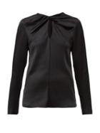 Matchesfashion.com Giambattista Valli - Twisted Keyhole-neck Silk-satin Blouse - Womens - Black