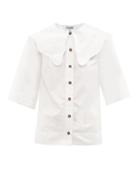 Ladies Rtw Ganni - Chelsea-collar Organic-cotton Poplin Blouse - Womens - White