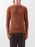 Erdem - Rory Ribbed Merino-blend Polo Top - Mens - Brown