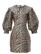 Matchesfashion.com Ganni - Sailor-collar Leopard-print Cotton Dress - Womens - Leopard