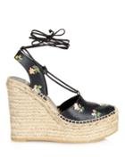 Saint Laurent Floral Espadrille Wedge Sandals