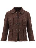 Matchesfashion.com Dolce & Gabbana - Topstitched Tweed Jacket - Womens - Brown Multi