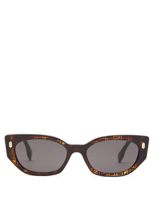Fendi - Oval Ff-acetate Sunglasses - Womens - Brown