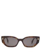 Fendi - Oval Ff-acetate Sunglasses - Womens - Brown