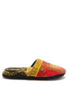 Matchesfashion.com Versace - Baroque-print Cotton-terry Slippers - Mens - Red Gold