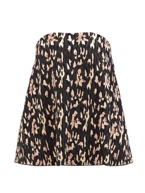 Raey - Jaguar-embroidered Silk Strapless Top - Womens - Multi