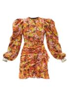 Matchesfashion.com Richard Quinn - Crystal-cuff Floral-print Chiffon Mini Dress - Womens - Orange Print