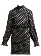 Matchesfashion.com Saloni - Rina Polka Dot Silk Dress - Womens - Black Green