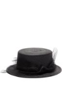 Matchesfashion.com Sensi Studio - Kate Tulle Trimmed Straw Hat - Womens - Black