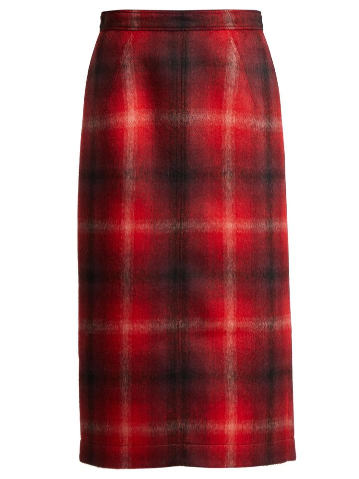 No. 21 Tartan Felted Midi Skirt