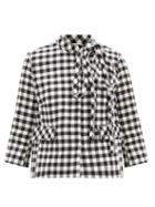 Matchesfashion.com Redvalentino - Bow-trimmed Checked Wool-blend Jacket - Womens - White Black