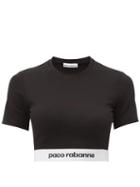 Matchesfashion.com Paco Rabanne - Logo-jacquard Jersey Crop Top - Womens - Black