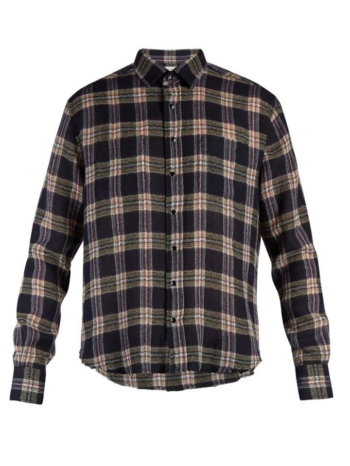Saint Laurent Raw-edge Plaid Shirt