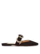Matchesfashion.com Jimmy Choo - Gee Crystal Buckle Suede Backless Loafers - Womens - Black