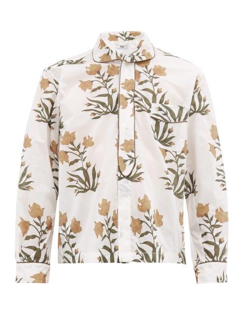 Matchesfashion.com Bode - Havana Peter Pan Collar Cotton Shirt - Mens - White Multi