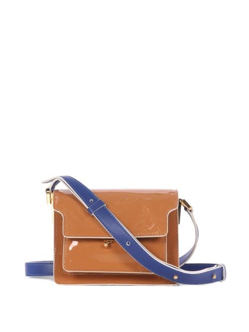 Matchesfashion.com Marni - Trunk Mini Patent-leather Cross-body Bag - Womens - Tan Multi