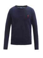 Matchesfashion.com Polo Ralph Lauren - Logo-embroidered Cotton Sweater - Mens - Navy