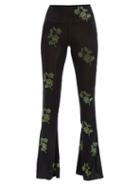 16arlington - Koro Crystal-embellished Flared Jersey Trousers - Womens - Black Green
