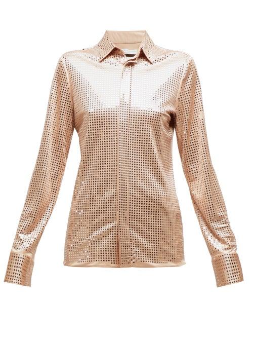 Matchesfashion.com Bottega Veneta - Mirrored Crepe Shirt - Womens - Nude