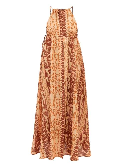 Matchesfashion.com Cult Gaia - Agatha Soleil Print Silk Dress - Womens - Brown